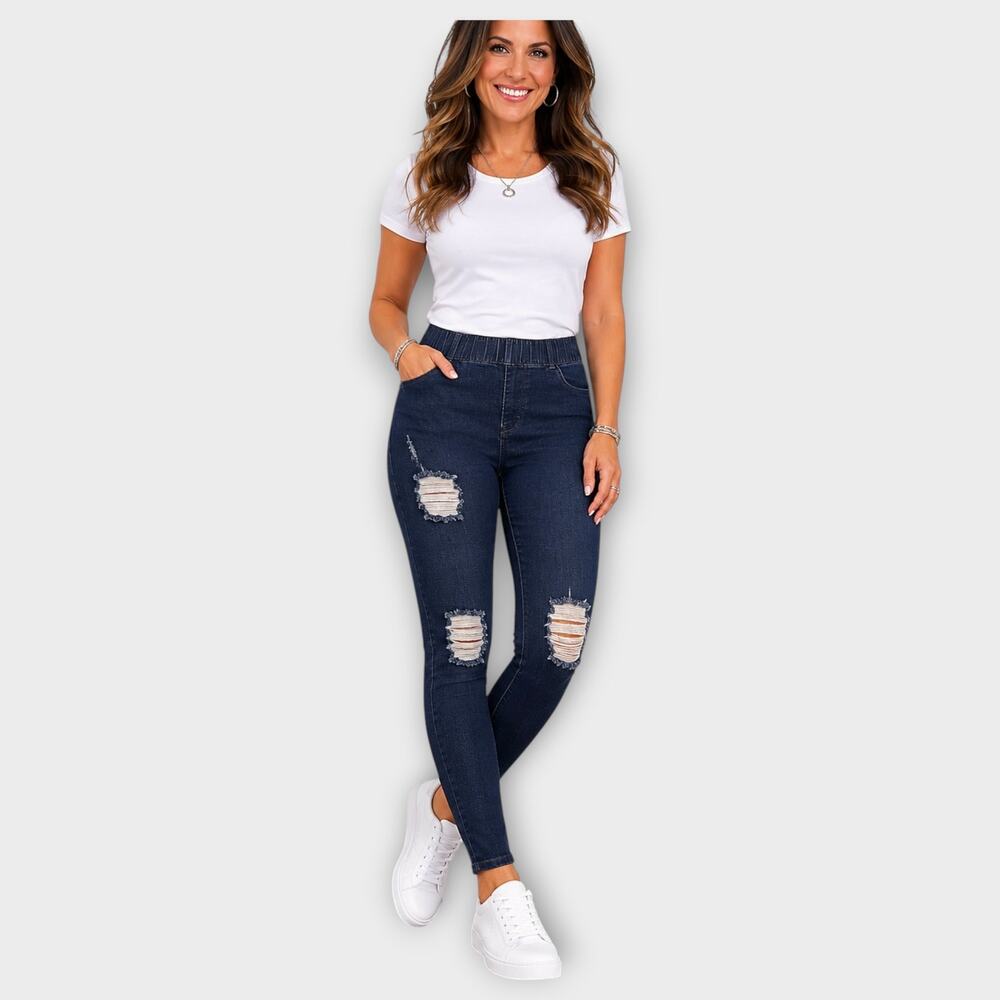 Simply Vera Vera Wang Ripped Denim Leggings Women’s L NWT